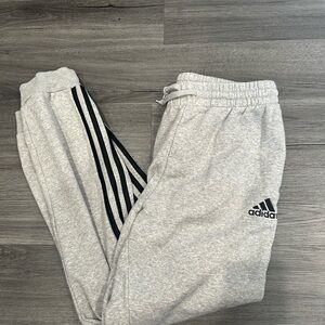 adidas Gray Jogger Sweatpants with Black 3-Stripes